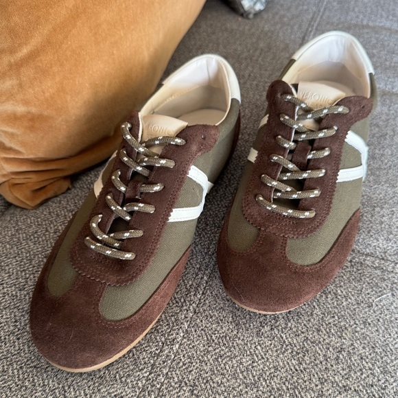 Veronica Beard Riviera Suede Espresso and Olive Sneakers - Picture 4 of 10